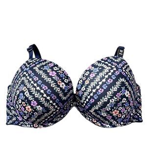 Victoria’s Secret Pink Super Push Up Bombshell padded bra navy floral 36DD
